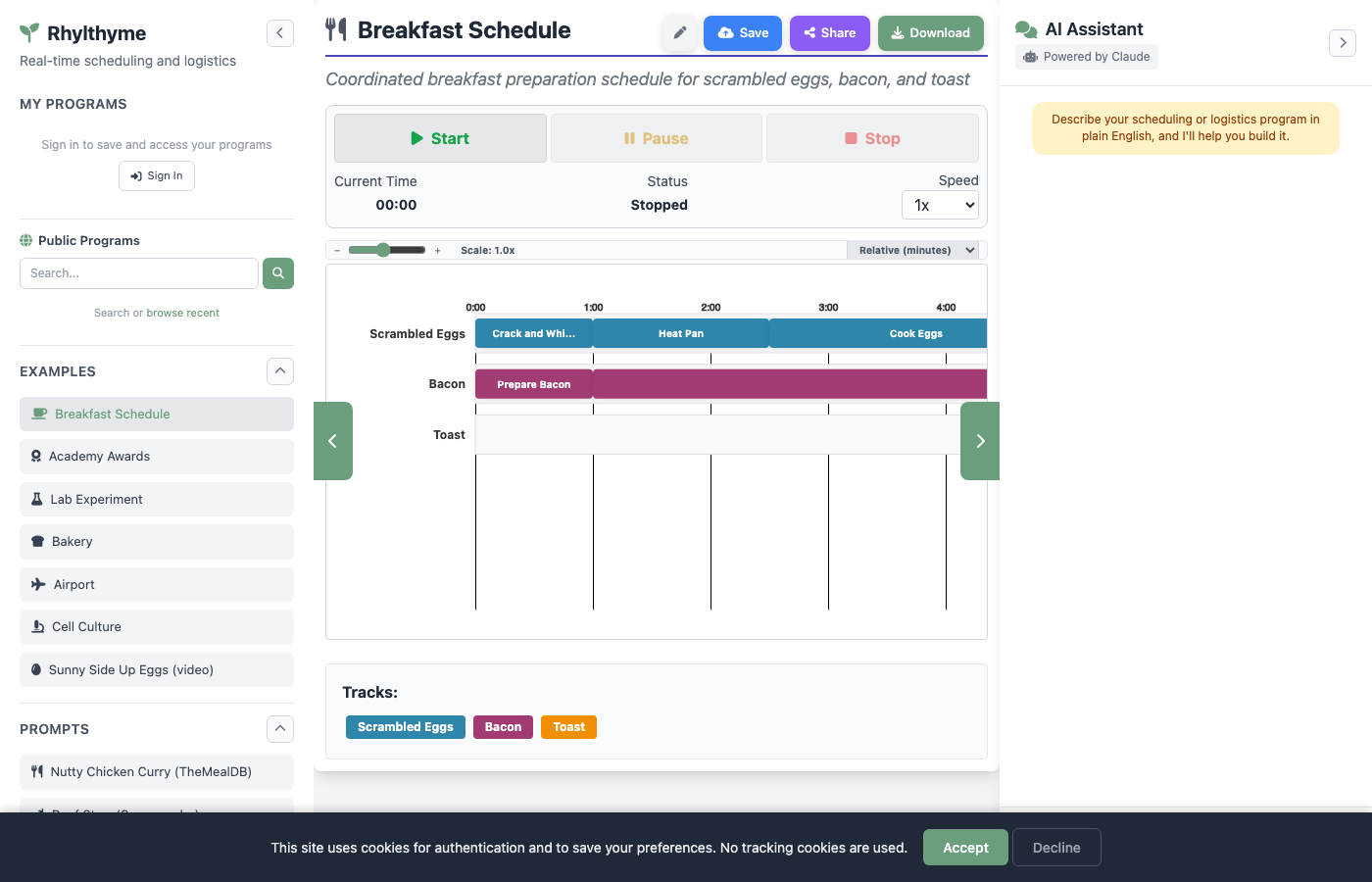 Itinerary view showing a chronological list of steps with details