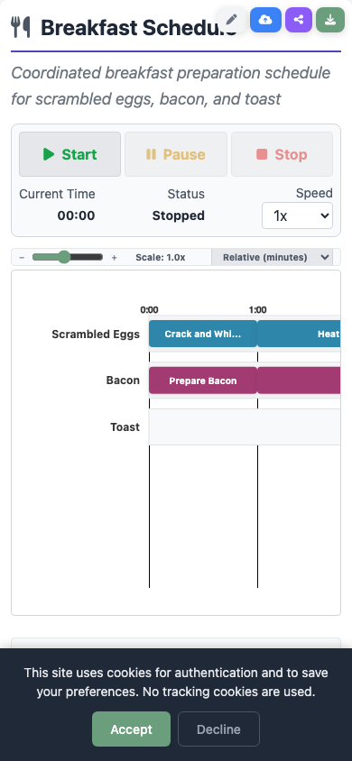Mobile timeline view